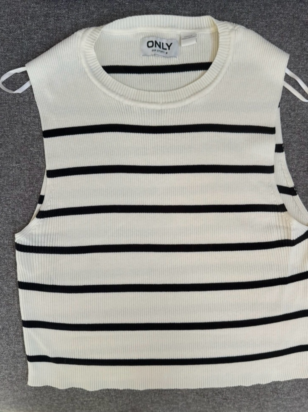 ONLY off White Knit Tank with Black Stripe